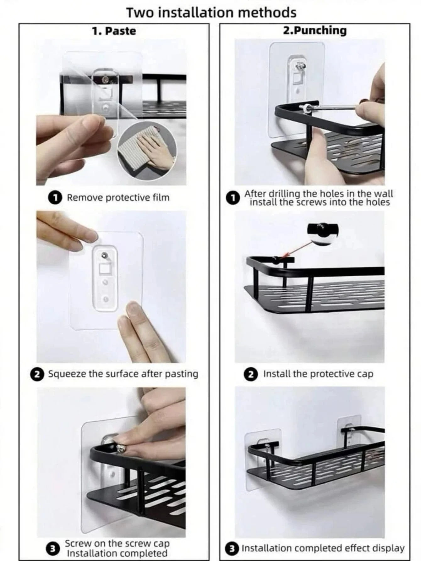 Bathroom Shelf Makeup Storage Organizer Aluminum Alloy Shampoo Rack Shower Shelf Bathroom Accessories No Drill Wall Shelf