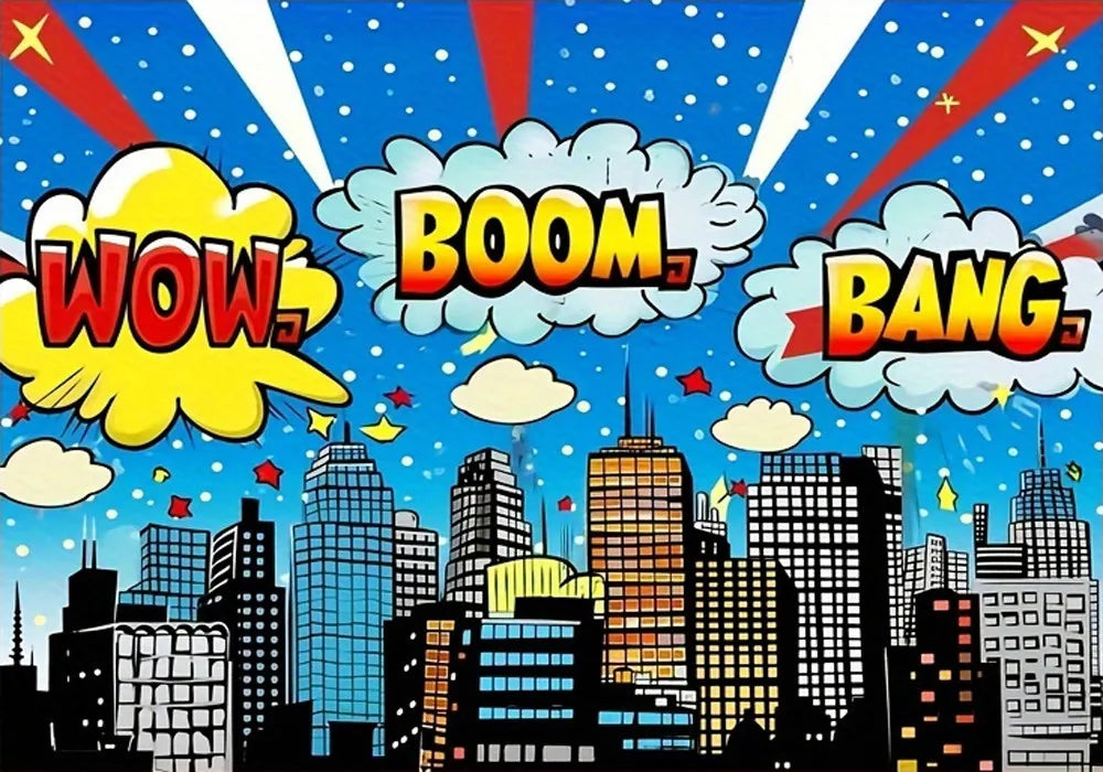 Superhero City Photo Background Children Baby Boy Birthday Party Photography Backdrop Wall Cake Table Decoration Banner
