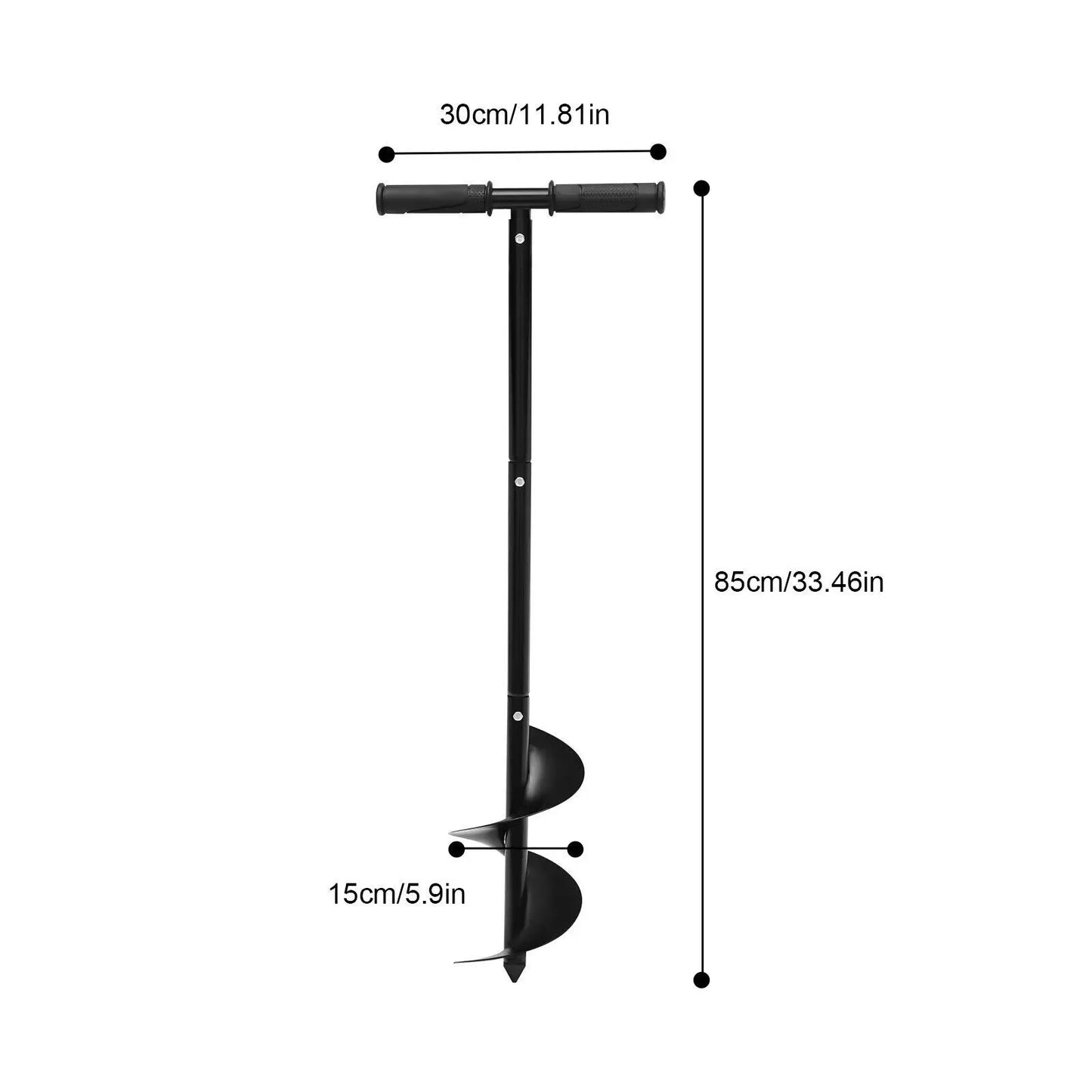 Manual Garden Auger Drill 6 Inch Cold-rolled Steel Handheld Soil Drill W/ Gloves Manual Post Hole Digger for Planting&Beach Use