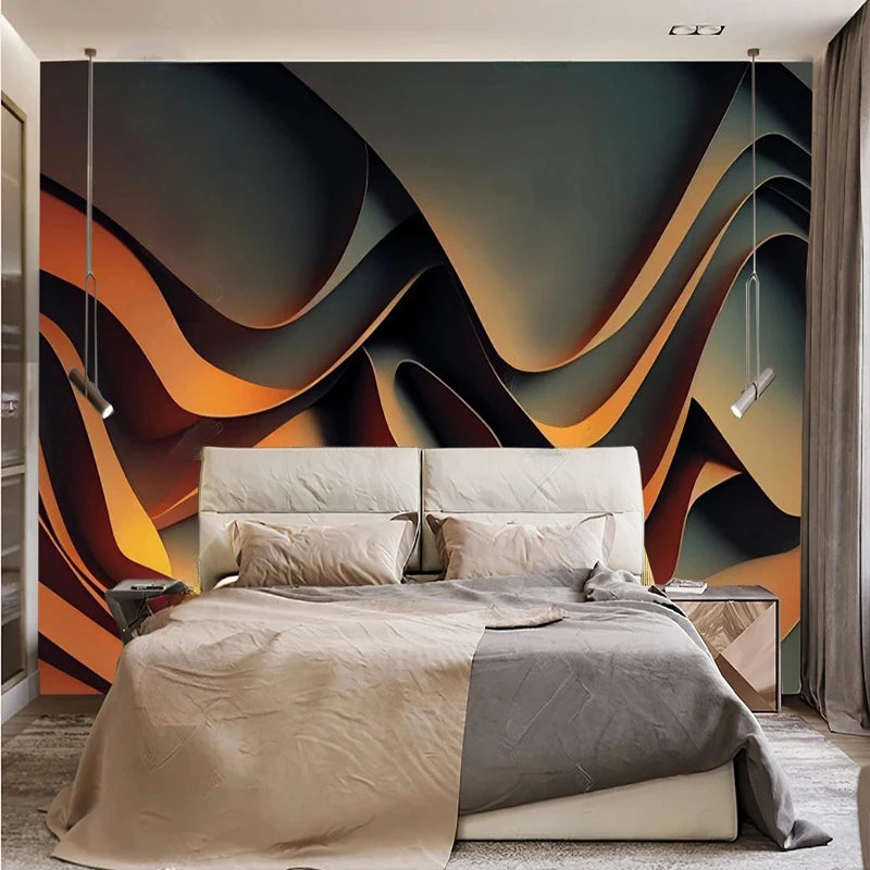 Custom Luxury Abstract Wave Mural 3D Wallpaper