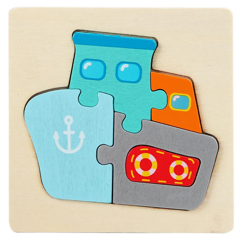 Kids Colorful Cartoon Animals 3D Puzzles Games