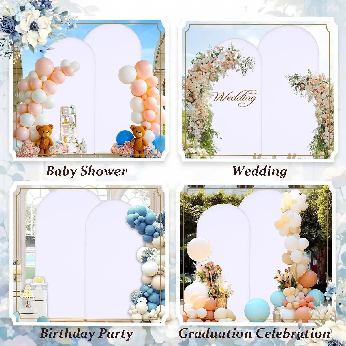 Arch Backdrop Stand and Cover Set 6.6FT 6FT Wedding Arch Frame Balloon Arch Stand for Birthday Party Graduation Decorations