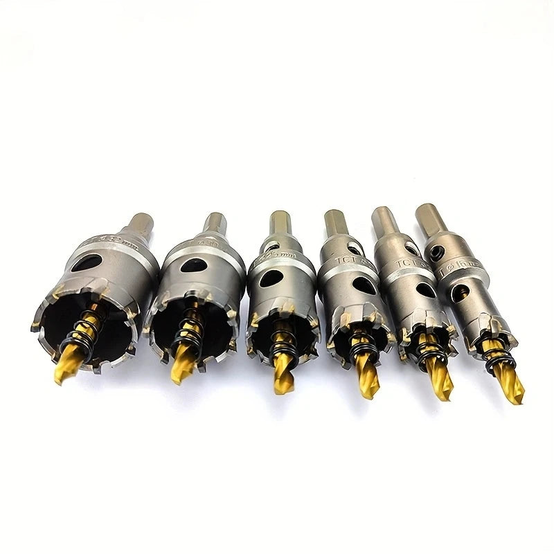 8pcs Heavy Duty Carbide-Tipped Hole Saw Set - 16-32mm Sizes for Stainless Steel & Iron Plate - Durable Metalworking Drill Tool