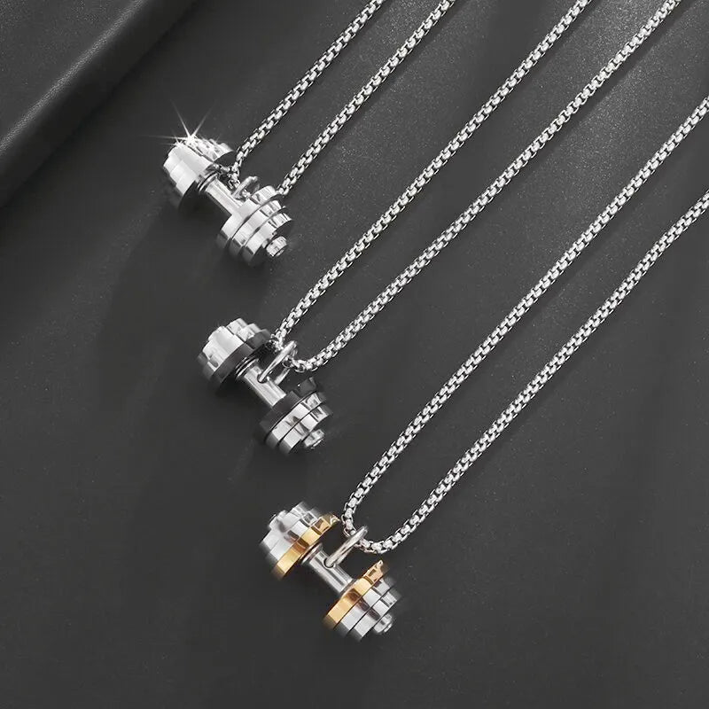 Titanium Steel Dumbbell Necklace