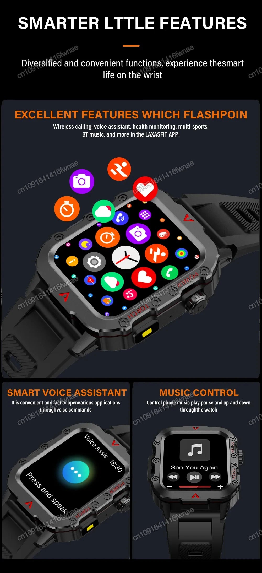 LED Flashlight Smart Watch