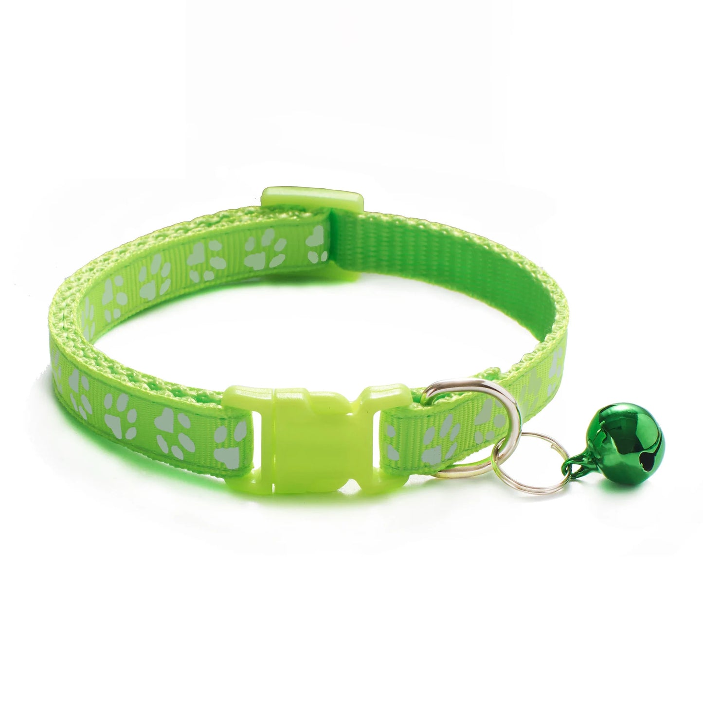 HABO Adjustable Pet Collar with Bell – Colorful Cartoon Footprint Necklace for Dogs, Puppies, Cats, and Kittens