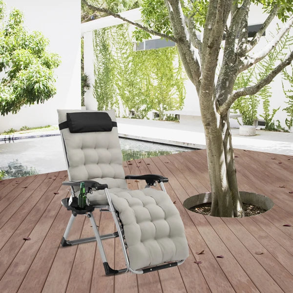 Infinity Zero Gravity Chair with Pad, Patio Chairs with Pillow and Utility Tray Adjustable Folding Recliner for Deck,Patio,Beach
