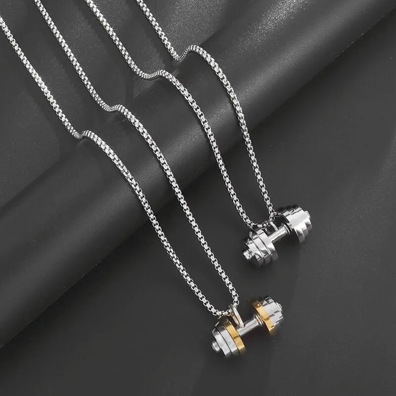 Titanium Steel Dumbbell Necklace