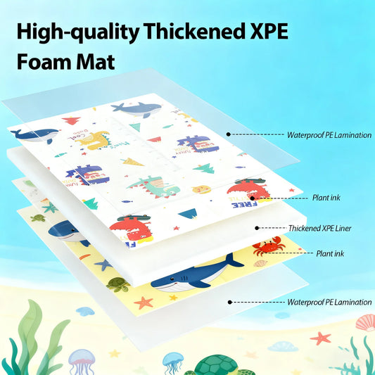 Foldable XPE Baby Play Mat Lightweight Non Toxic Crawling Mat for Newborn Portable Waterproof Play Rug Infants Travel Crawl Mat