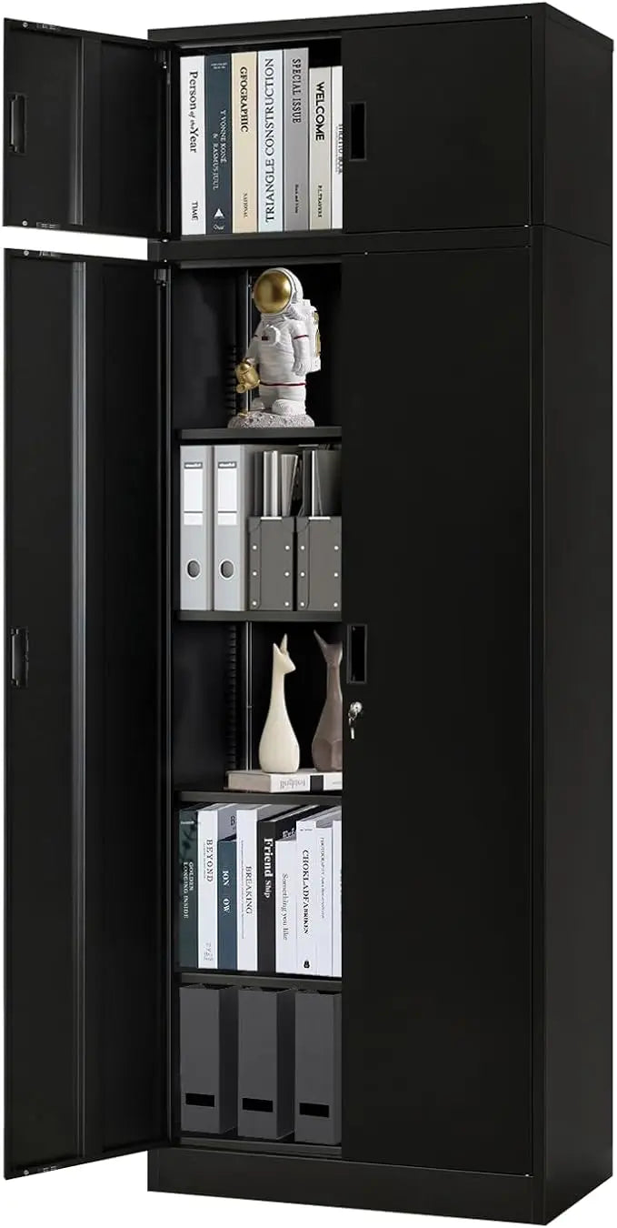 Metal Storage Cabinet 71” with 2 Doors and 5 Adjustable Shelves, Tall Cabinets Lockable, Garage Steel Locking Cabinet