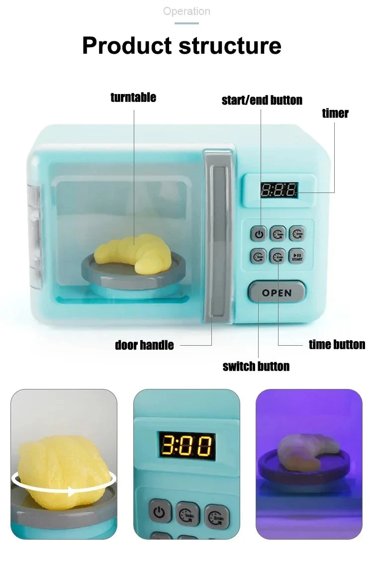 Kitchen Toys Set Kids Pretend Play Home Appliances Washing Machine Toaster Microwave Juicer Egg Cooker Girls Boys Play House Toy
