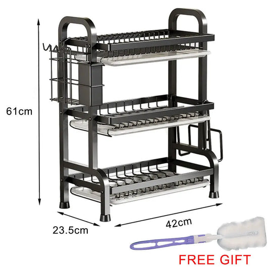 3 Tier Kitchen Sink Drainer Dish Shelf Rack Wall Mounted Dish Drying Rack