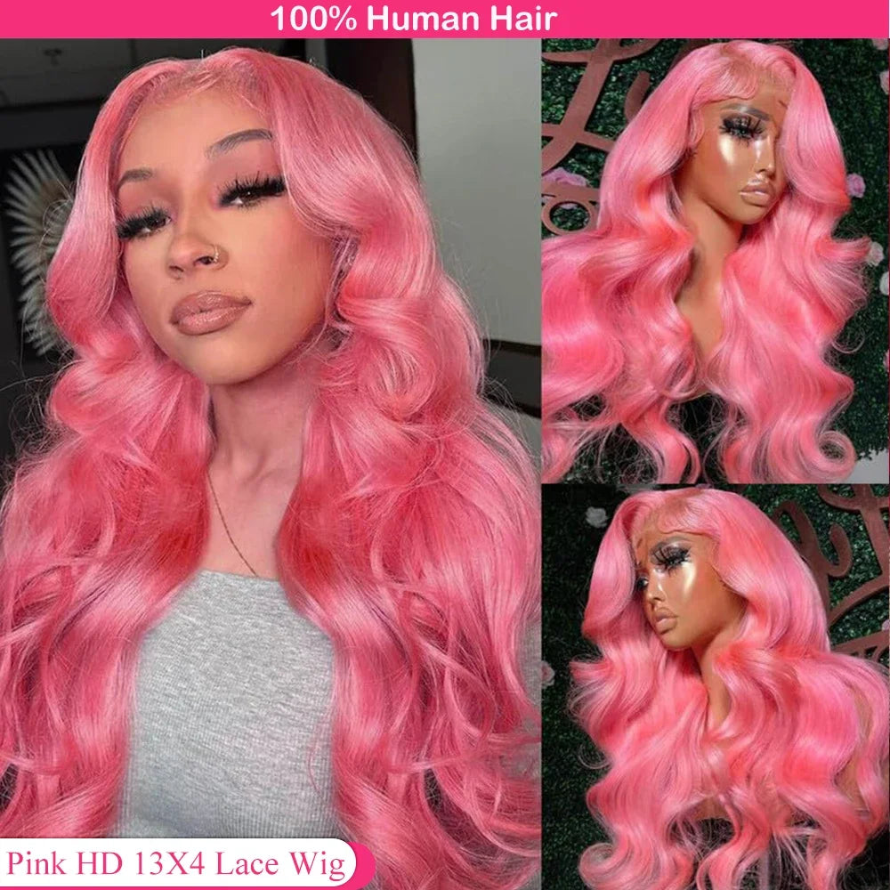 Lafino Pink Human Hair Wig Body Wave 13x6 Hd Lace Frontal Wig Loose Body Wave 13x4 Lace Front Wig Human Hair Colored Human Hair