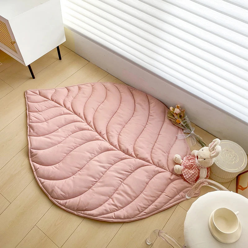 Creative Play Mat Kid Room Baby Climbing Pad Green Carpet Leaf Shaped 143*107cm Nordic Tapetes Home Tapis Dual-use Soft Quilt