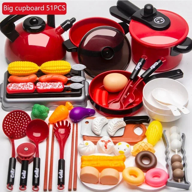Set For Kids Kitchen Toys Girl Cooking Baby Cutting Fruit Cooking Kitchen Utensils Children's Simulation Education Pretend Play