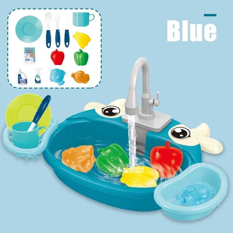 Kitchen Sink Toys Pretend Play Electric Dishwasher Mini Kitchen Food Household Toy Playset Children Role Play Kids Girl Toys