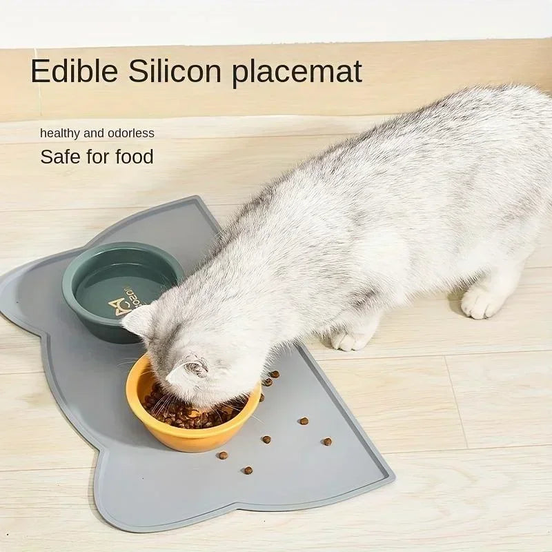 Silicone Pet Feeding Mat – Waterproof Non-Slip Placemat for Cat & Dog Food and Water Bowls, Easy to Clean Floor Protector