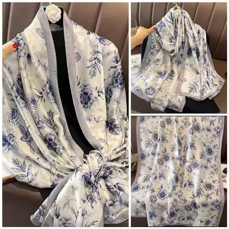 Tensili Brocade Satin Scarf Printed Silk Shawls