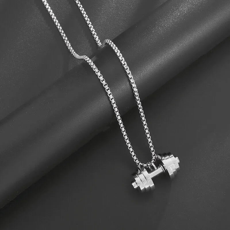 Titanium Steel Dumbbell Necklace