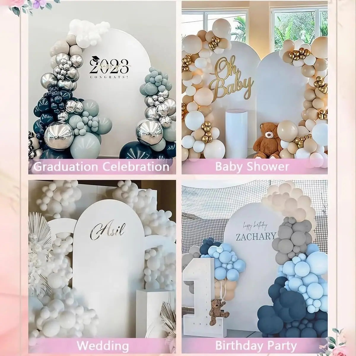 Arch Backdrop Stand and Cover Set 6.6FT 6FT Wedding Arch Frame Balloon Arch Stand for Birthday Party Graduation Decorations