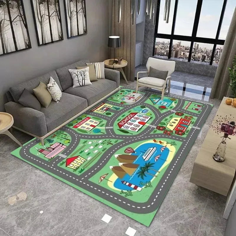 Children's Play Carpet Rail Large-area Carpet Suitable for Living Room and Kids Bedroom Mats Anti Slip Wear-resistant Soft Rug