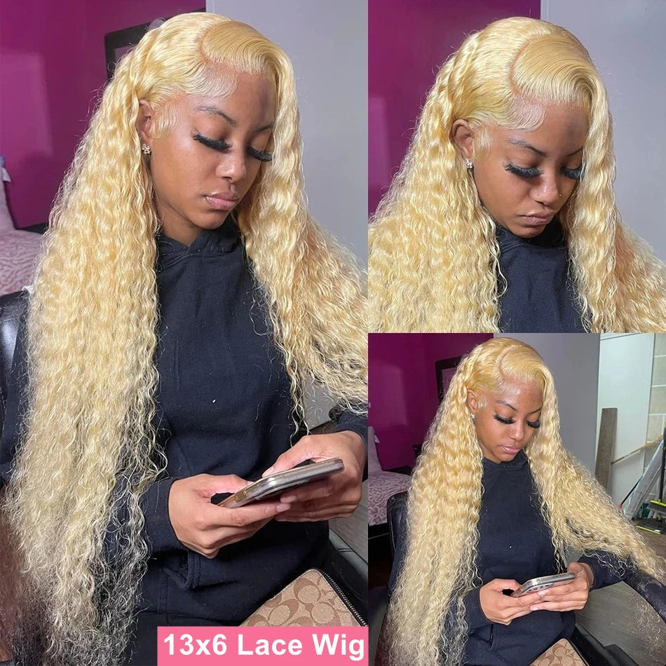 Silkwave 613 Honey Blonde Color 13x6 HD Lace Frontal Wig Human Hair Curly Wig Deep Wave 13x4 Lace Front Human Hair Wig For Women