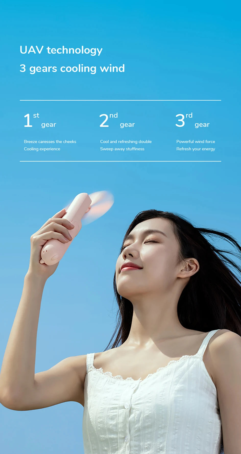 JISULIFE Portable Mini Handheld Fan USB 4500mA With Flash Light