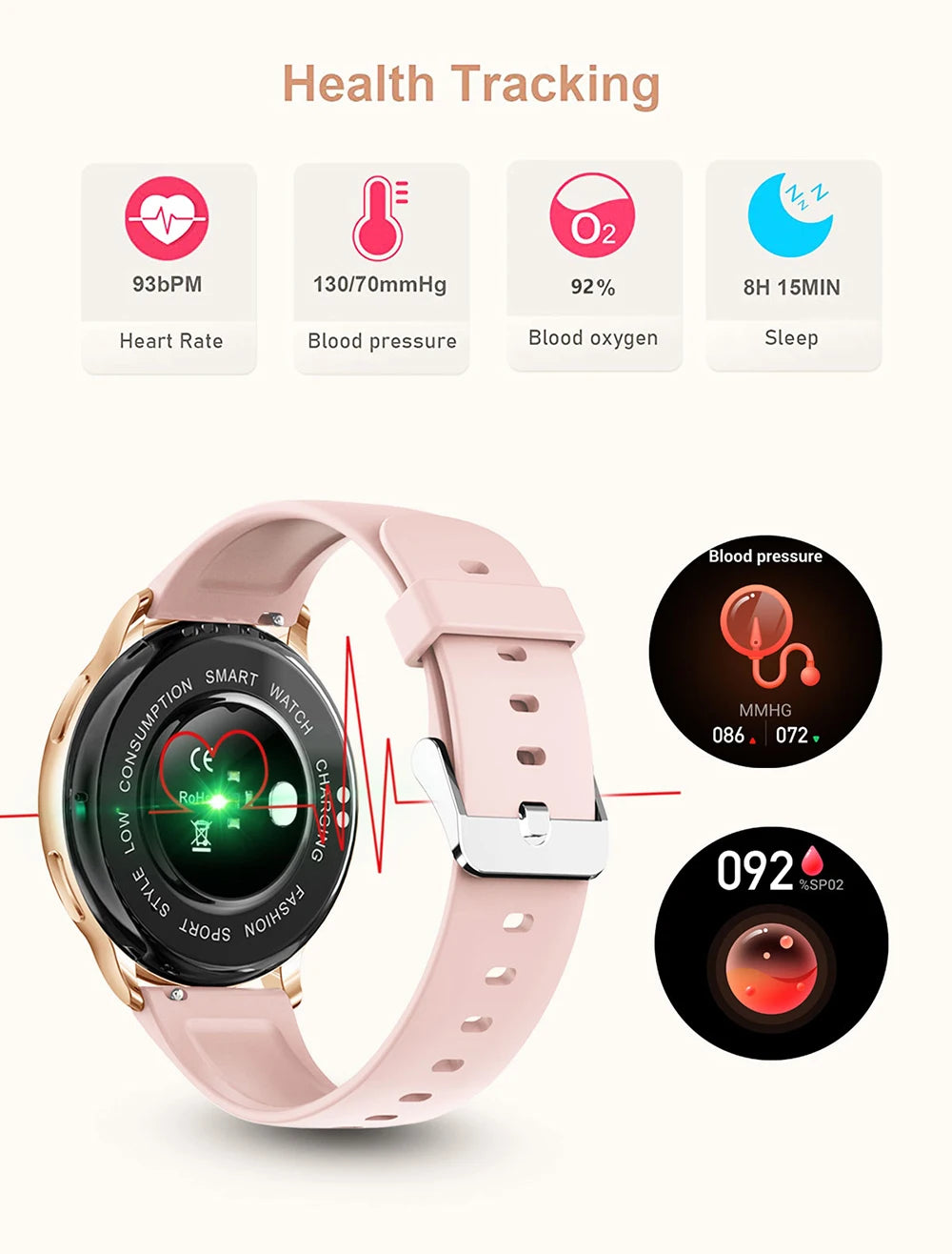 Womens Sport Fitness Bluetooth Call Smart Watch