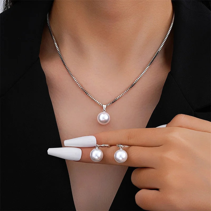 3Pc Pearl Jewelry Set