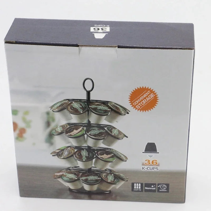 Coffee capsule holder, rotating universal, 50 in a small bag, 40 in a medium bag, and 30 in a large bag. Golden egg for orange