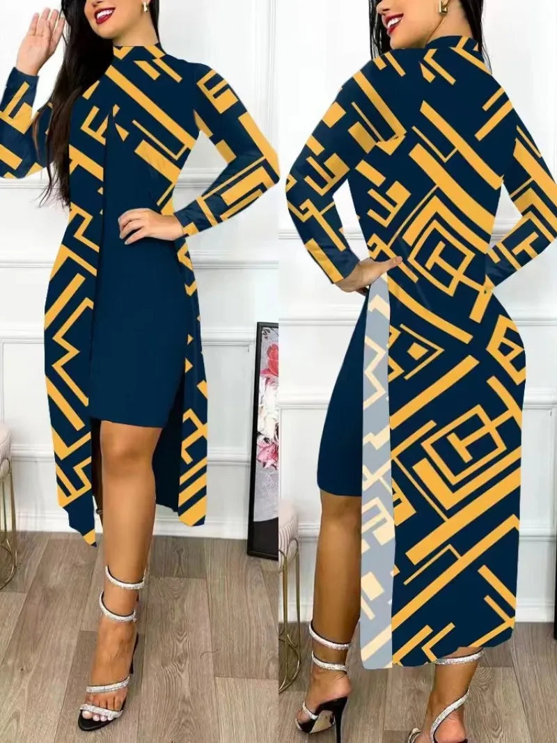 Two Piece Split Cardigan Dress