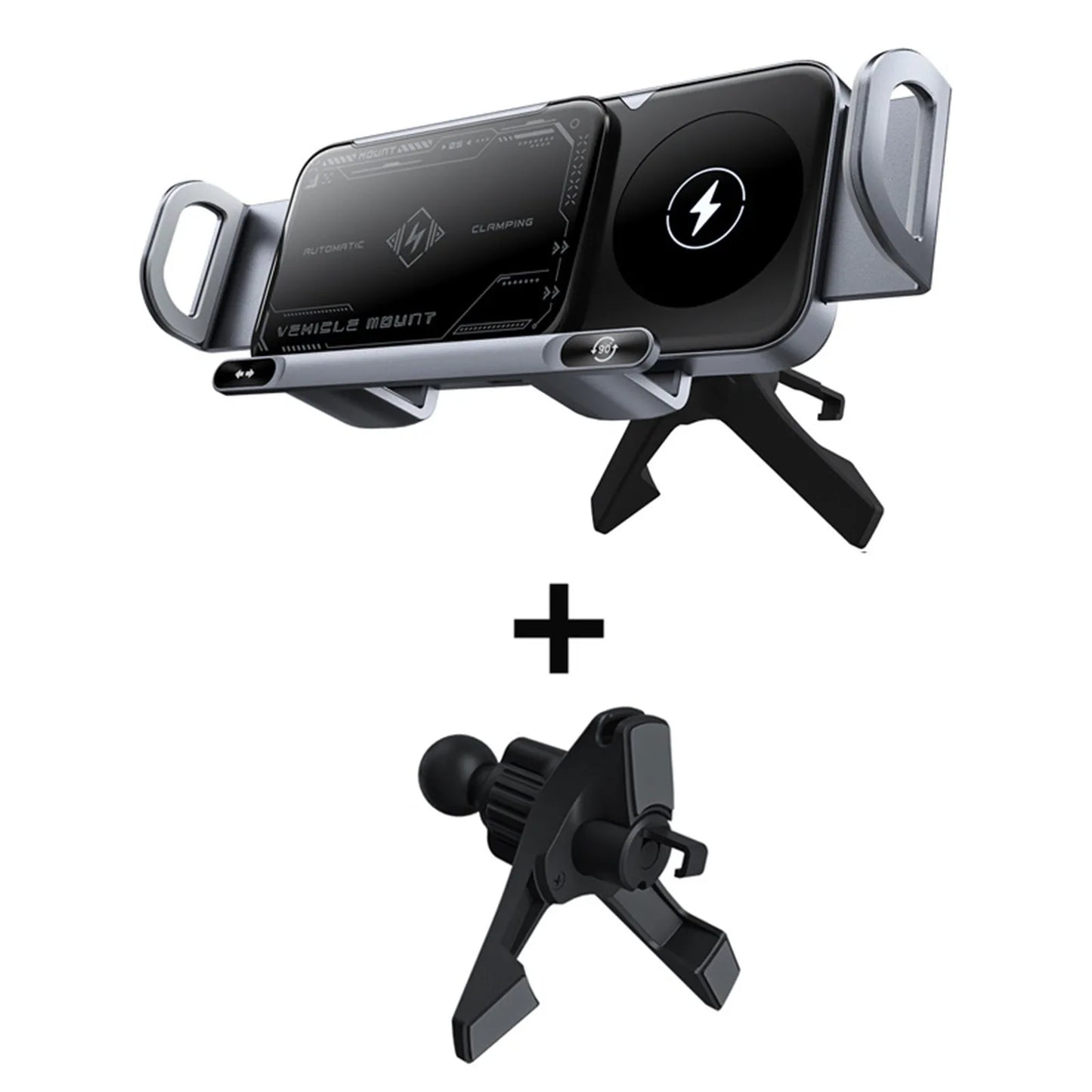 High Intelligent Mobile Phone/Pad Holder 2 in 1 Auto Rotating Phone Holder Car Charger Fast Charging Cell Phone Holder