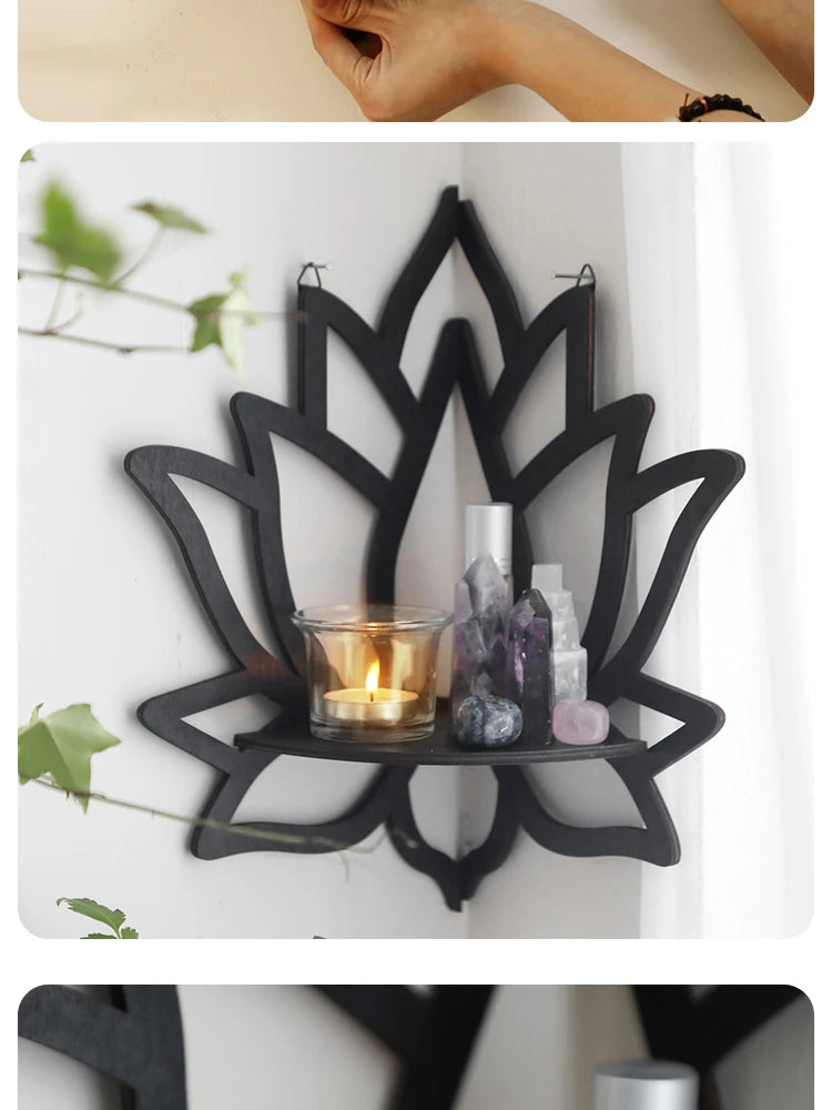 Wooden Lotus Hollow Essential Oil Candle Holder