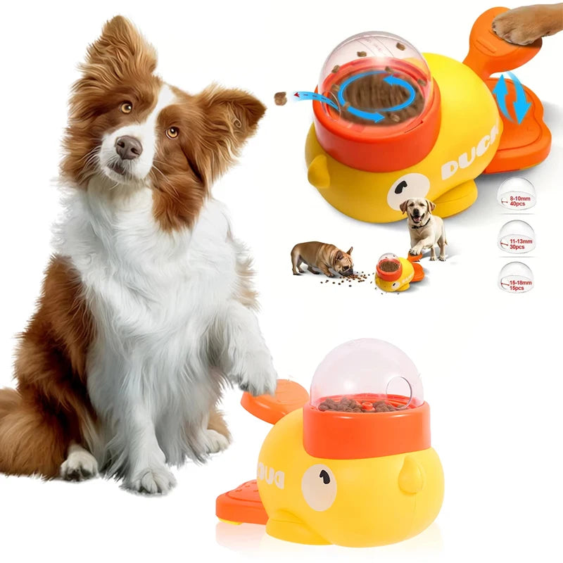 Cartoon Duck Design Pet Puzzle Feeder – Anti-Slip Automatic Food Dispenser Toy for Puppies, Dogs & Cats