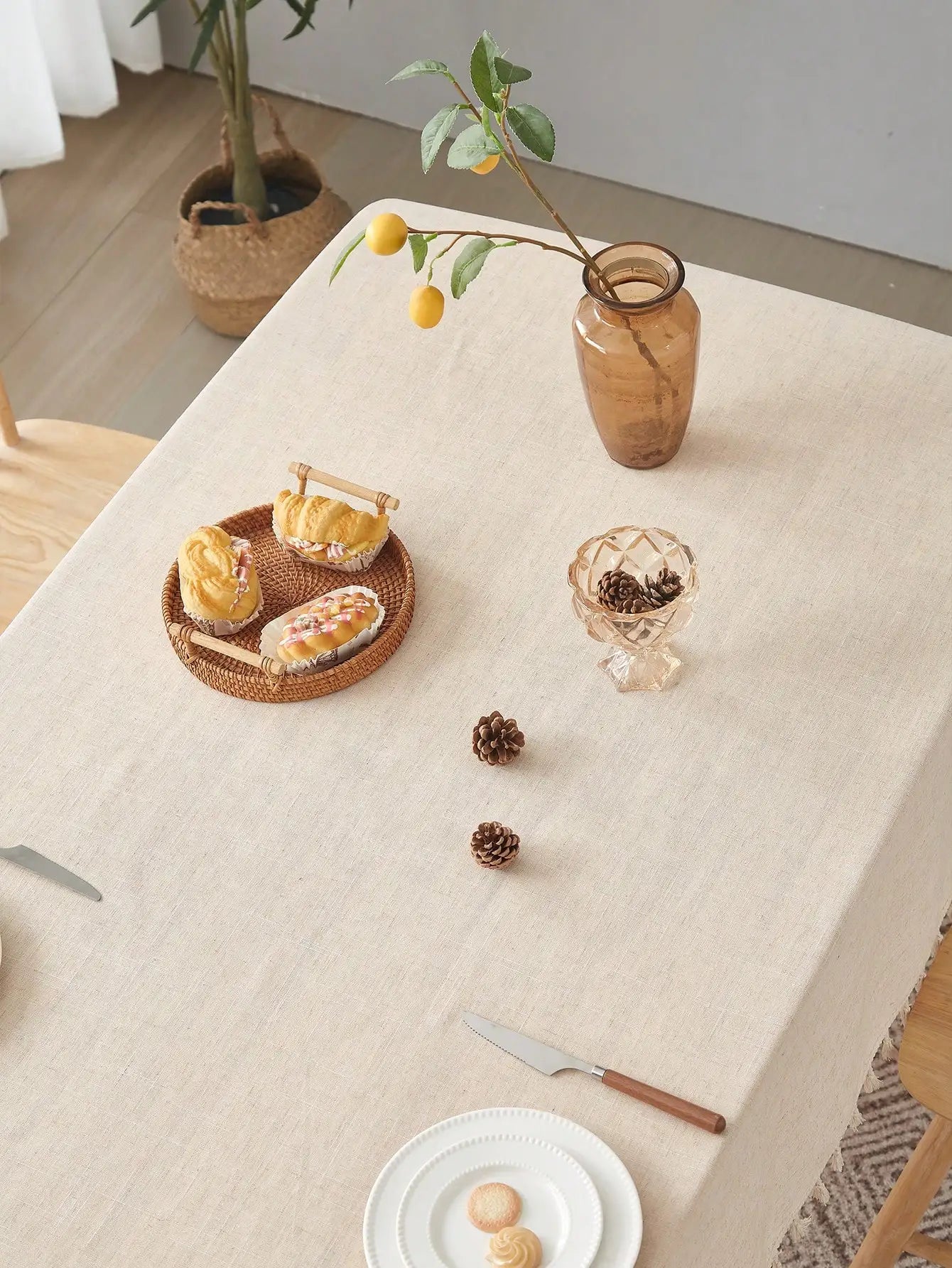 Retro Style Linen Square Table Cloth