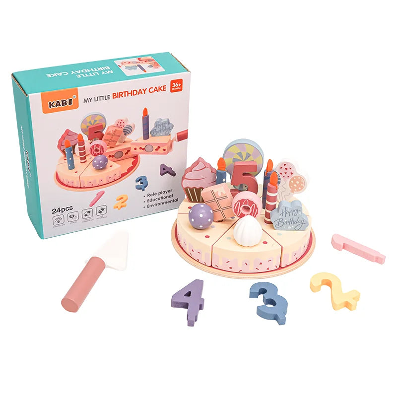 Wooden Kitchen Toys Pretend Toys Cutting Cake Play Set Food Kids Toys Montessori Tea Party Learning Educational Toys For Gifts