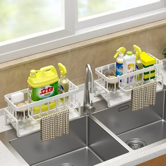 Multifunctional Sponge Rack Drainer Kitchen Shelf Sink Rag Dishwashing Detergent Dishcloth Organiser kitchen organiser storage