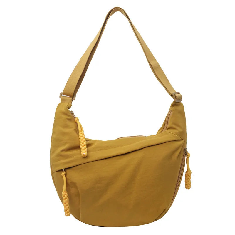 New Canvas Crossbody Bags Large Capacity Korean Simplified Shoulder Bag Lightweight Solid Color Dumpling Bag Travel