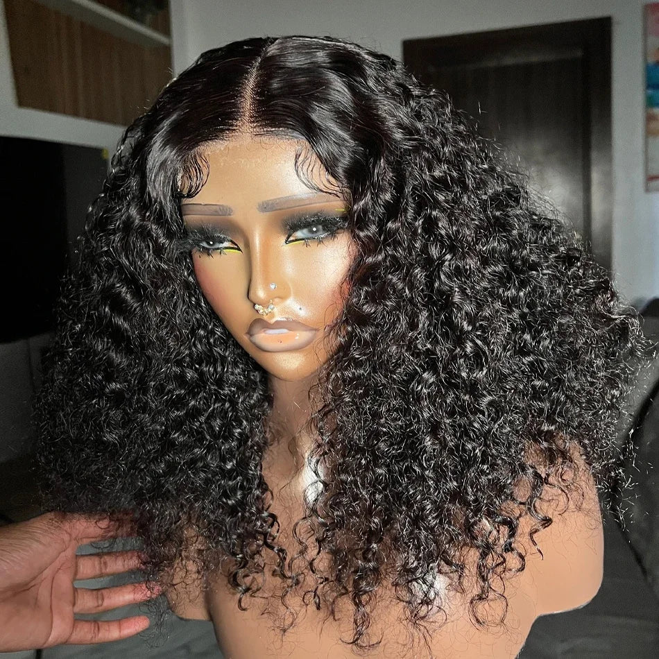 250 Density 14 16 Inch Deep Wave Short Bob 6x4 Glueless Wig Human Hair Ready to Wear 4x4 Curly Transparent Lace Frontal Wig