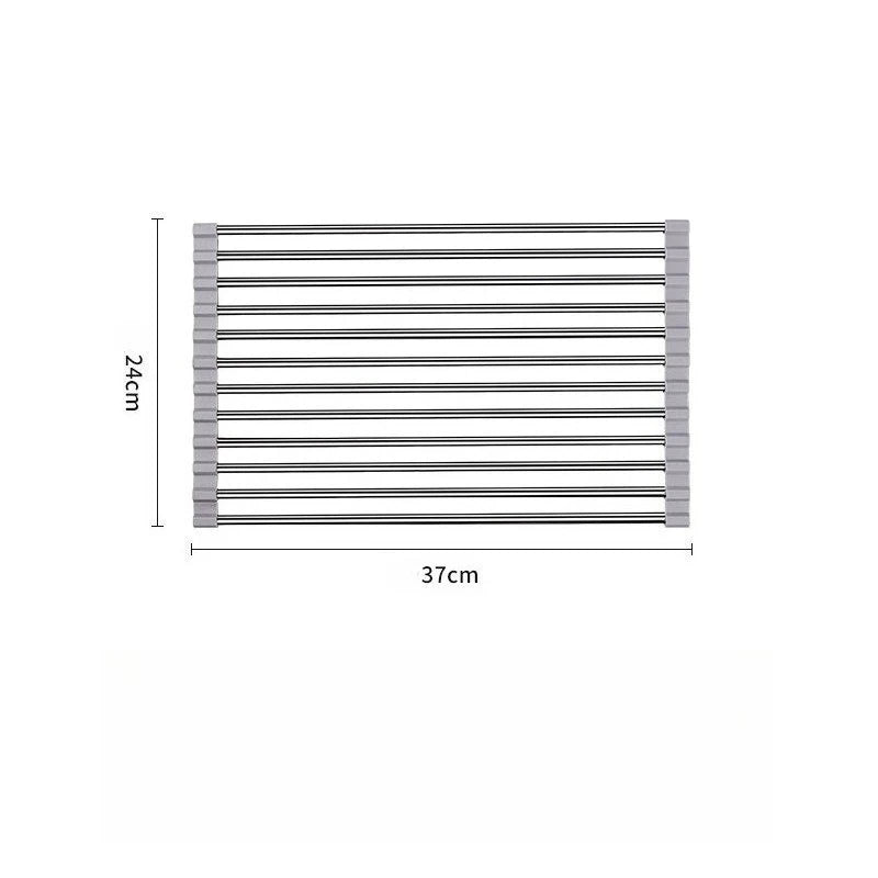 1pc Foldable Dish Drainer, Roll Up Dish Drying Rack ,Kitchen Sink Holder Organiser,Tableware Plate Storage Shelf