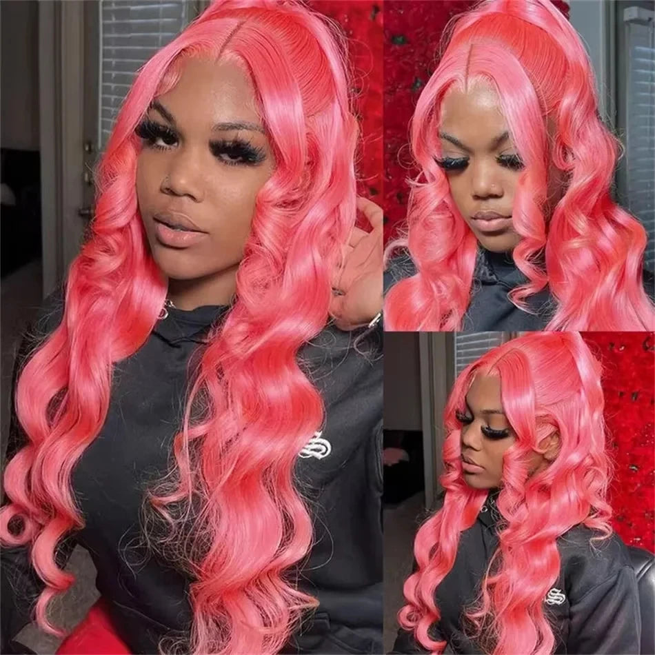 Lafino Pink Human Hair Wig Body Wave 13x6 Hd Lace Frontal Wig Loose Body Wave 13x4 Lace Front Wig Human Hair Colored Human Hair
