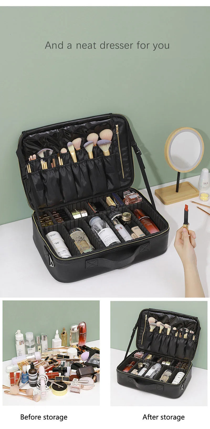Professional Travel Makeup Cosmetic Bag