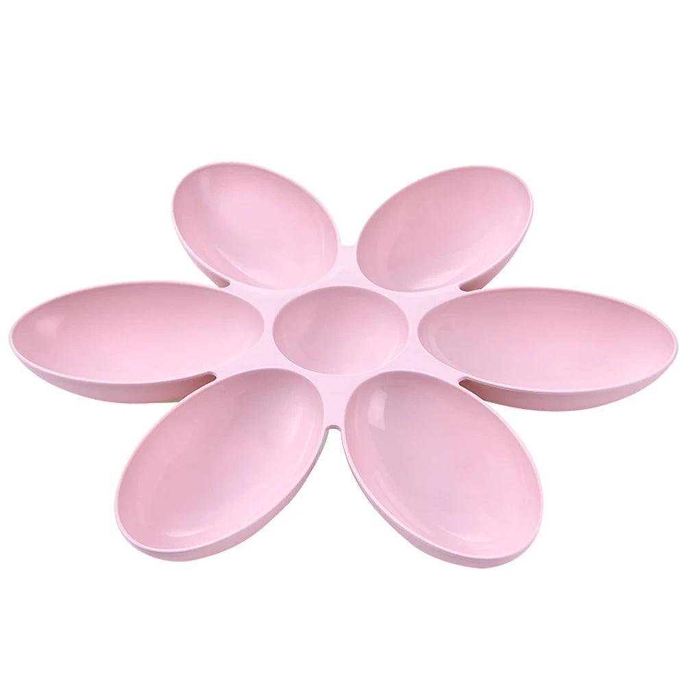 6-in-1 Petal-Shaped Pet Feeder – Food and Water Bowl for Cats & Dogs, Plastic Pet Feeding Container