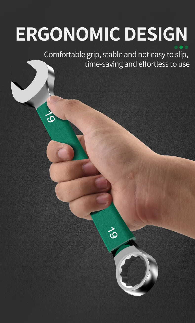 BaoLian Durable Wrench 8-30mm Plum Blossoms Open Combination Wrench Two-Way Double Fast Wrench Auto Repair Tools