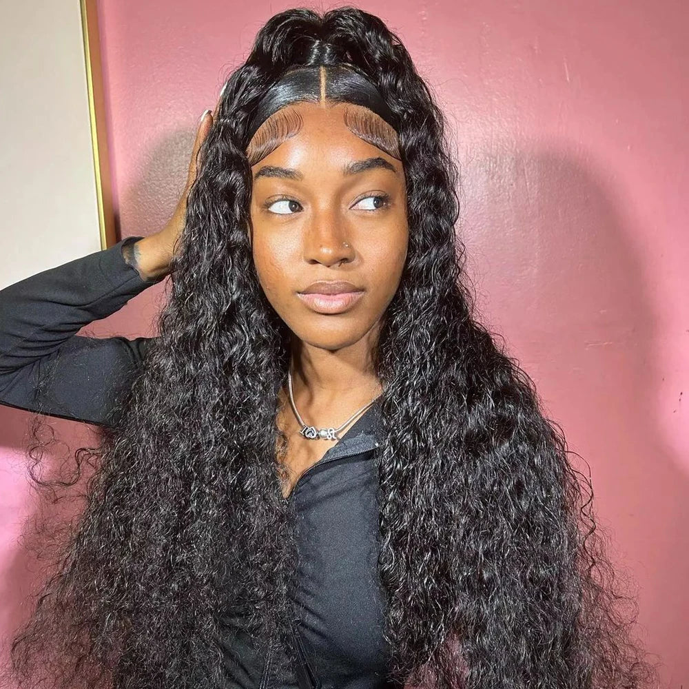Deep Wave 250% High Density 13x6 HD Lace Frontal Human Hair Wig Brazilian Curly Water Wave Lace Frontal Wigs For Women CEXXY