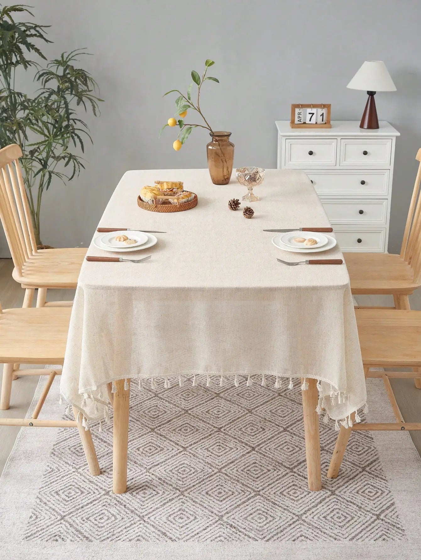 Retro Style Linen Square Table Cloth