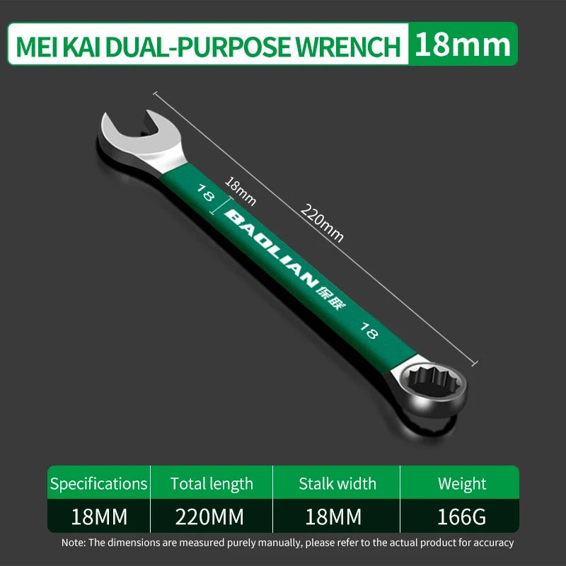 BaoLian Durable Wrench 8-30mm Plum Blossoms Open Combination Wrench Two-Way Double Fast Wrench Auto Repair Tools