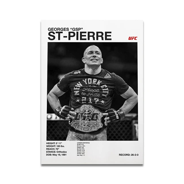 MMA Boxing Fighting Star Canvas Wall Art Print Poster