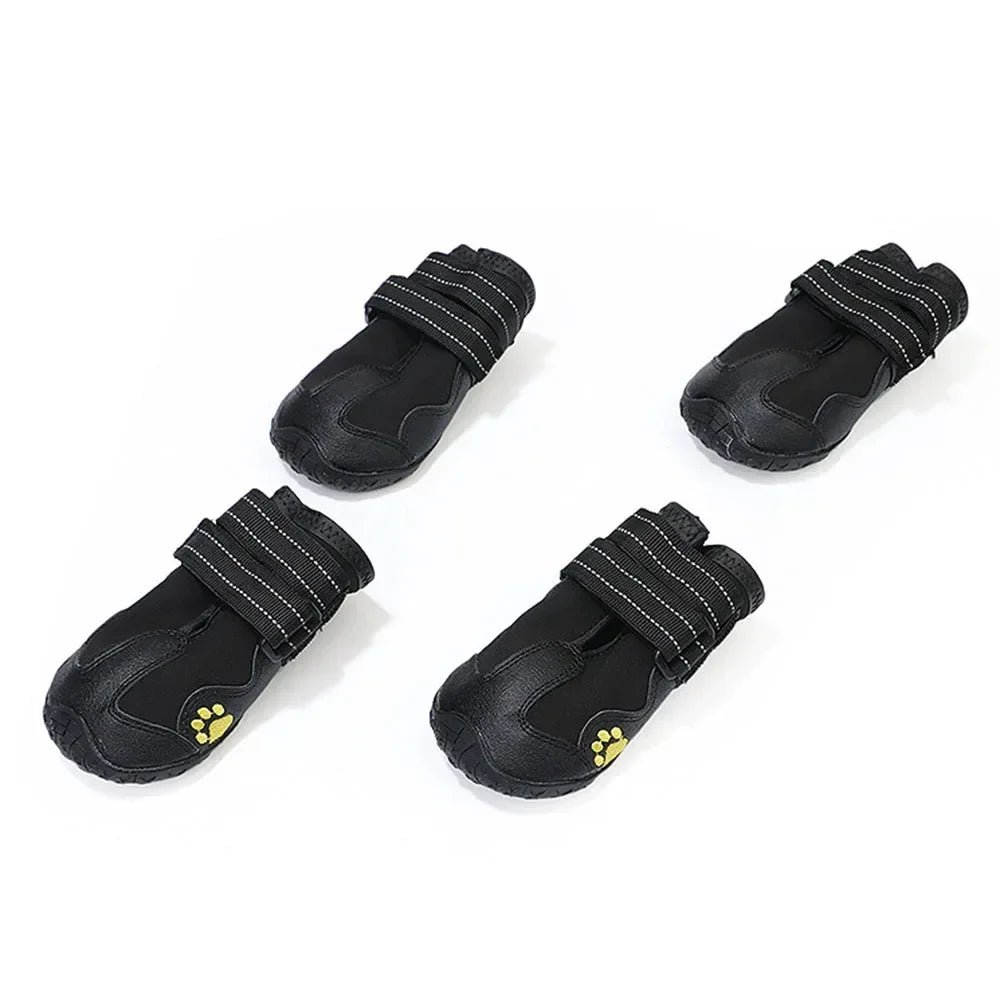 Dog Socks & Boots – 4pcs Reflective Waterproof Anti-Slip Shoes for Medium and Large Dogs, Warm for Snow & Rain