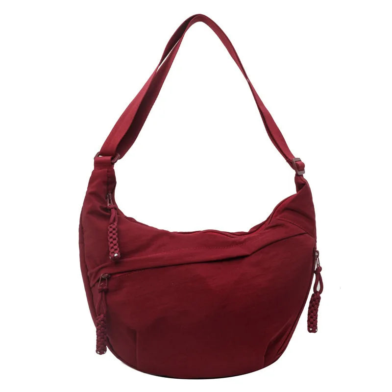 New Canvas Crossbody Bags Large Capacity Korean Simplified Shoulder Bag Lightweight Solid Color Dumpling Bag Travel